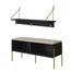 Kit Banco Sapateira e Cabideiro com Prateleira Oslo Artesano MDP Nero Base Metal Dourado